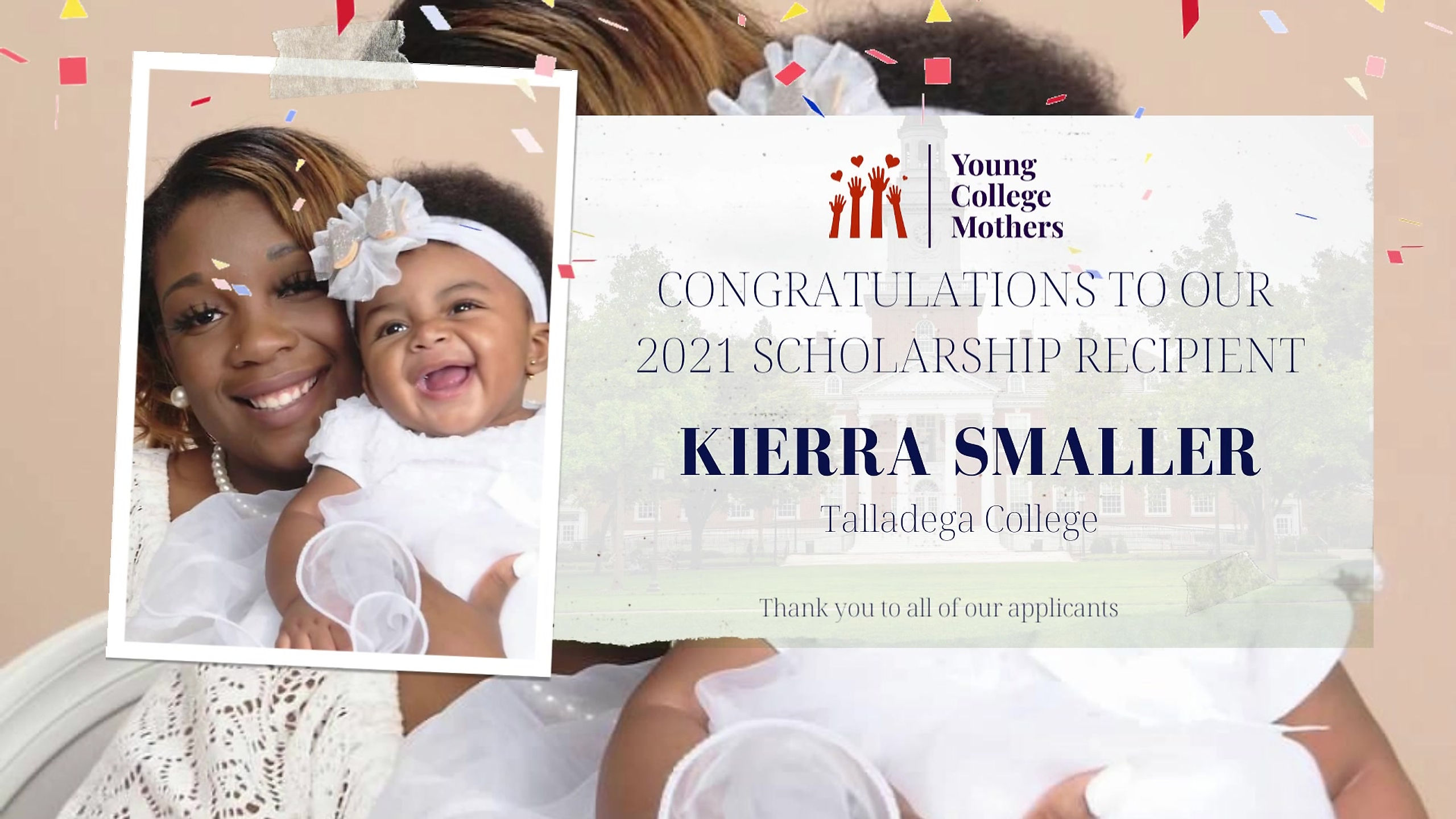 2021 Young College Mothers Scholarship Recipient - Kierra Smaller